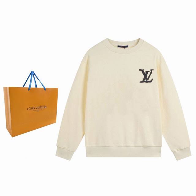 拿货 Louis Vuitton 路易威登lv前后副涂鸦logo字母印花圆领卫衣 - 颜色 杏色 - 尺码 M-Xxl - 面料 采用320克面料 - 辅料: